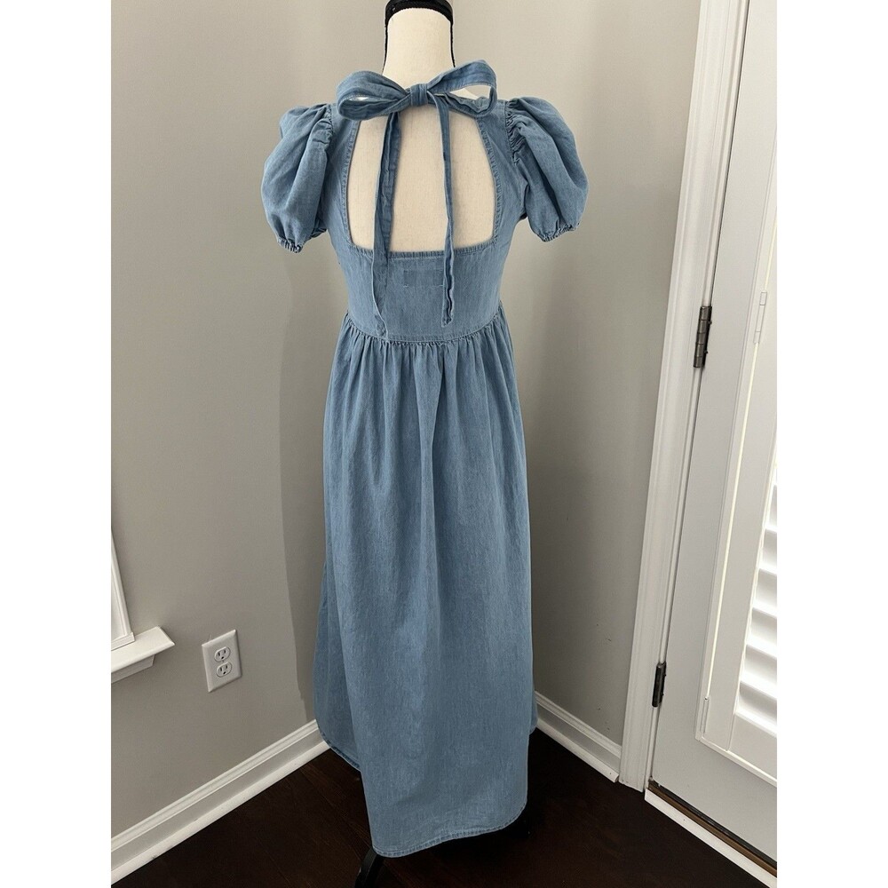 ASOS Soft Denim Babydoll Midi Dress Cotton Size 4 EUC - Picture 2 of 10